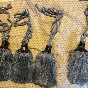 4- Elegant Blue/ Gray Tassel Set- Curtail Tie Backs